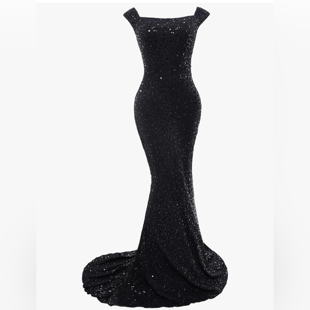 Sophisticated Black Sequin Maxi Dress